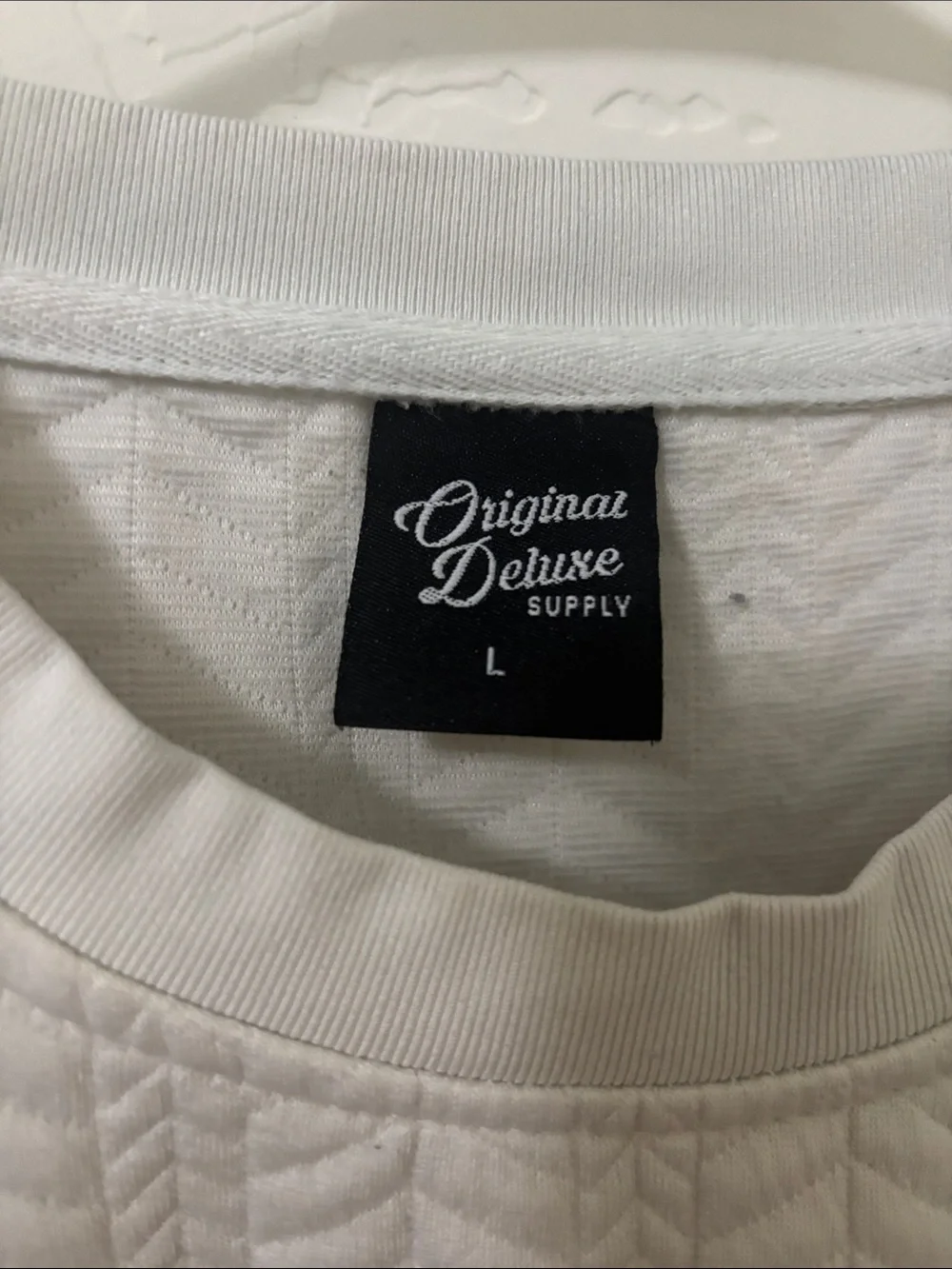 Original Deluxe White Quilted Chevron Crewneck